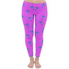 Pink And Blue, Cute Dolphins Pattern, Animals Theme Classic Winter Leggings