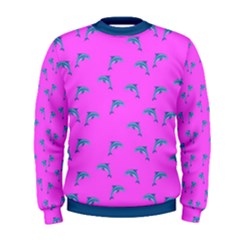 Pink And Blue, Cute Dolphins Pattern, Animals Theme Men s Sweatshirt