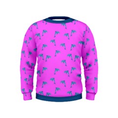 Pink And Blue, Cute Dolphins Pattern, Animals Theme Kids  Sweatshirt