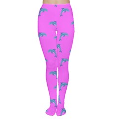 Pink And Blue, Cute Dolphins Pattern, Animals Theme Tights