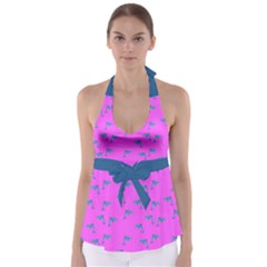 Pink And Blue, Cute Dolphins Pattern, Animals Theme Babydoll Tankini Top