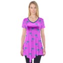 Pink and blue, cute dolphins pattern, animals theme Short Sleeve Tunic  View1