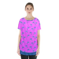 Pink And Blue, Cute Dolphins Pattern, Animals Theme Skirt Hem Sports Top by Casemiro