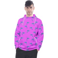 Pink And Blue, Cute Dolphins Pattern, Animals Theme Men s Pullover Hoodie