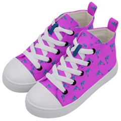 Pink And Blue, Cute Dolphins Pattern, Animals Theme Kids  Mid-top Canvas Sneakers by Casemiro