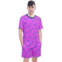 Pink and blue, cute dolphins pattern, animals theme Men s Mesh Tee and Shorts Set View1