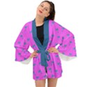 Pink and blue, cute dolphins pattern, animals theme Long Sleeve Kimono View1