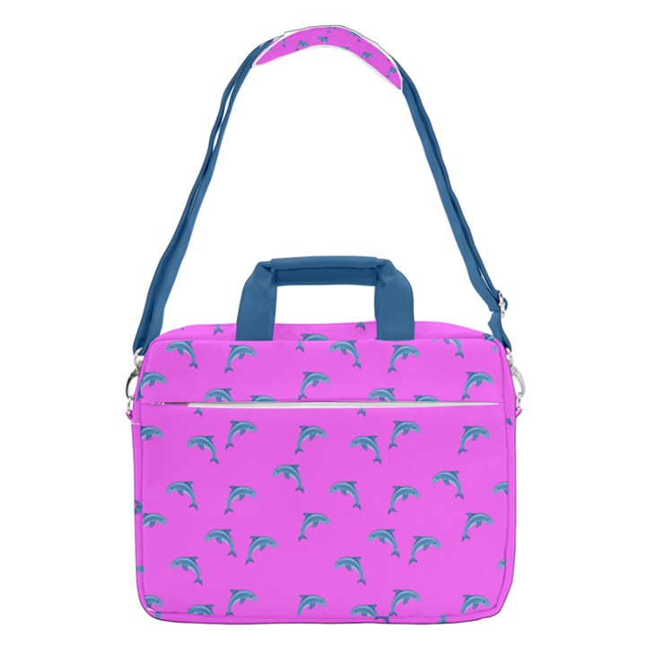 Pink and blue, cute dolphins pattern, animals theme MacBook Pro 16  Shoulder Laptop Bag