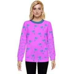 Pink And Blue, Cute Dolphins Pattern, Animals Theme Hidden Pocket Sweatshirt