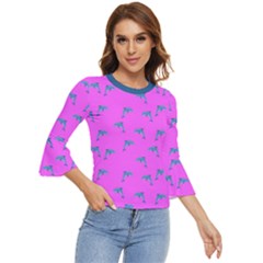 Pink And Blue, Cute Dolphins Pattern, Animals Theme Bell Sleeve Top