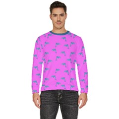 Pink And Blue, Cute Dolphins Pattern, Animals Theme Men s Fleece Sweatshirt