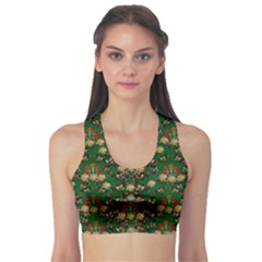 Ganesh Elephant Art With Waterlilies Sports Bra by pepitasart