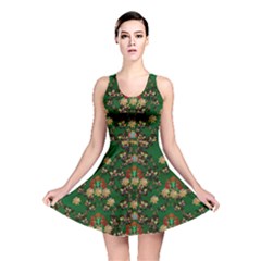 Ganesh Elephant Art With Waterlilies Reversible Skater Dress by pepitasart