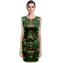 Ganesh Elephant Art With Waterlilies Classic Sleeveless Midi Dress by pepitasart