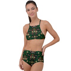 Ganesh Elephant Art With Waterlilies High Waist Tankini Set by pepitasart