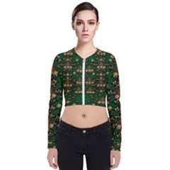 Ganesh Elephant Art With Waterlilies Long Sleeve Zip Up Bomber Jacket by pepitasart