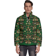 Ganesh Elephant Art With Waterlilies Men s Puffer Bubble Jacket Coat by pepitasart