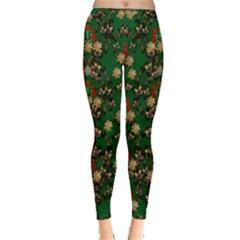 Ganesh Elephant Art With Waterlilies Inside Out Leggings by pepitasart