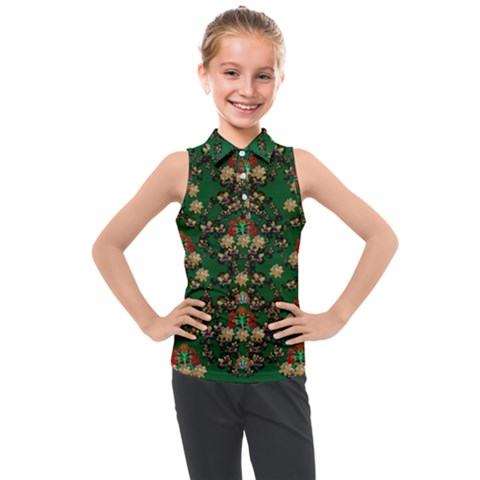 Ganesh Elephant Art With Waterlilies Kids  Sleeveless Polo Tee by pepitasart