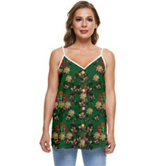 Ganesh Elephant Art With Waterlilies Casual Spaghetti Strap Chiffon Top by pepitasart