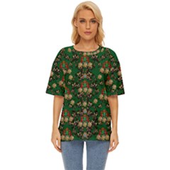 Ganesh Elephant Art With Waterlilies Oversized Basic Tee