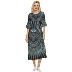 Abstract Art Fractal Artwork Double Cuff Midi Dress by Pakrebo