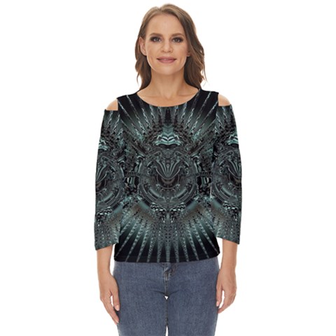 Abstract Art Fractal Artwork Cut Out Wide Sleeve Top by Pakrebo