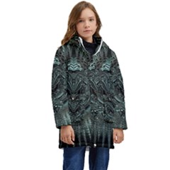 Abstract Art Fractal Artwork Kid s Hooded Longline Puffer Jacket by Pakrebo