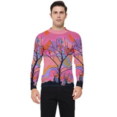 Tree Landscape Abstract Nature Colorful Scene Men s Long Sleeve Rash Guard