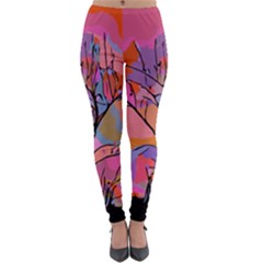 Tree Landscape Abstract Nature Colorful Scene Lightweight Velour Leggings by danenraven