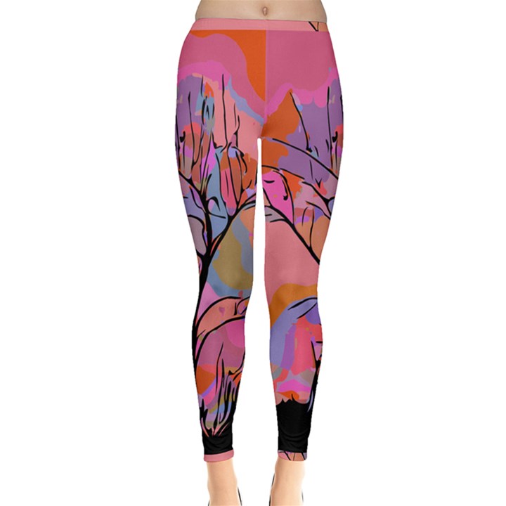 Tree Landscape Abstract Nature Colorful Scene Inside Out Leggings