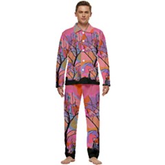 Tree Landscape Abstract Nature Colorful Scene Men s Long Sleeve Velvet Pocket Pajamas Set by danenraven