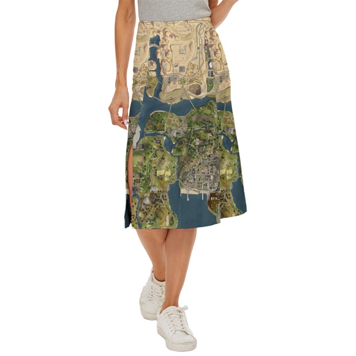 Map Illustration Grand Theft Auto Midi Panel Skirt