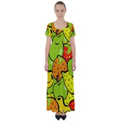 Fruit Food Wallpaper High Waist Short Sleeve Maxi Dress by Dutashop