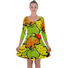 Fruit Food Wallpaper Quarter Sleeve Skater Dress by Dutashop