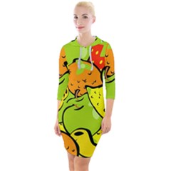 Fruit Food Wallpaper Quarter Sleeve Hood Bodycon Dress by Dutashop