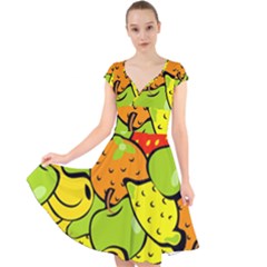 Fruit Food Wallpaper Cap Sleeve Front Wrap Midi Dress by Dutashop