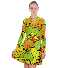 Fruit Food Wallpaper Long Sleeve Panel Dress