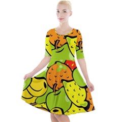 Fruit Food Wallpaper Quarter Sleeve A-line Dress by Dutashop