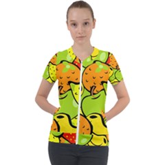 Fruit Food Wallpaper Short Sleeve Zip Up Jacket