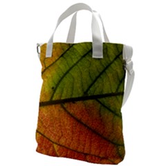 Leaf Autumn Fall Season Macro Canvas Messenger Bag by Wegoenart