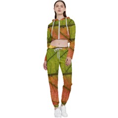 Leaf Autumn Fall Season Macro Cropped Zip Up Lounge Set by Wegoenart