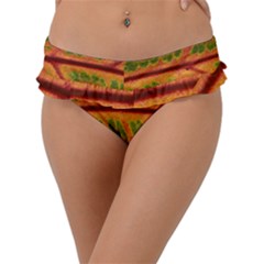 Leaf Veins Texture Autumn Fall Frill Bikini Bottom by Wegoenart