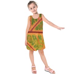 Leaf Veins Texture Autumn Fall Kids  Sleeveless Dress by Wegoenart