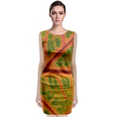 Leaf Veins Texture Autumn Fall Sleeveless Velvet Midi Dress by Wegoenart