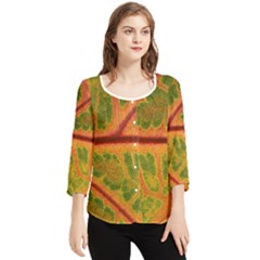 Leaf Veins Texture Autumn Fall Chiffon Quarter Sleeve Blouse by Wegoenart