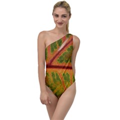 Leaf Veins Texture Autumn Fall To One Side Swimsuit by Wegoenart