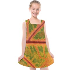 Leaf Veins Texture Autumn Fall Kids  Cross Back Dress by Wegoenart