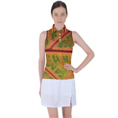 Leaf Veins Texture Autumn Fall Women s Sleeveless Polo Tee by Wegoenart