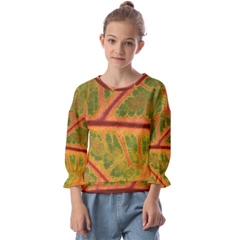 Leaf Veins Texture Autumn Fall Kids  Cuff Sleeve Top by Wegoenart